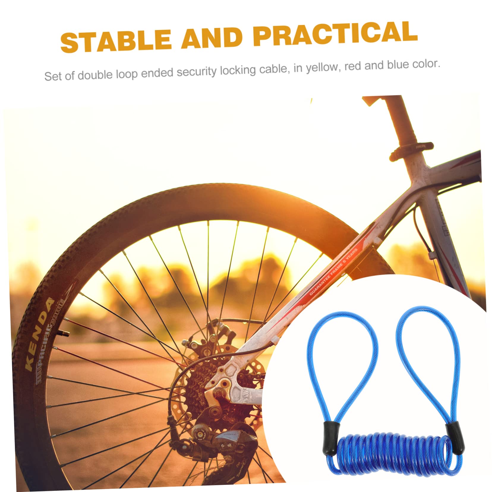 HEMOTON 3pcs Disc Lock Cable Bike Lock Cable Rope Safety Cable Reminder Cable Plastic