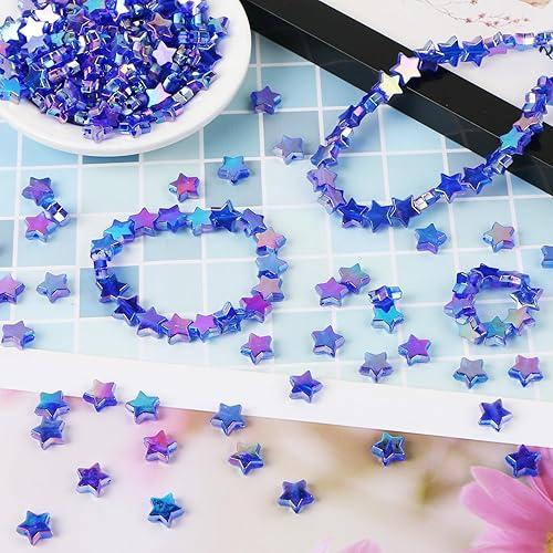 Miniatura 10 de EVERMARKET 100 estrellas acrílicas para joyas, cuentas espaciadoras de estrellas de 0.433 in con caja, cuentas sueltas de cristal para manualidades,