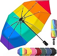 Vista 45 de Rain-Mate Paraguas compactos resistentes al viento para la lluvia, diseño de costilla de fibra de vidrio reforzada fuerte y apertura y cierre 1.Negro