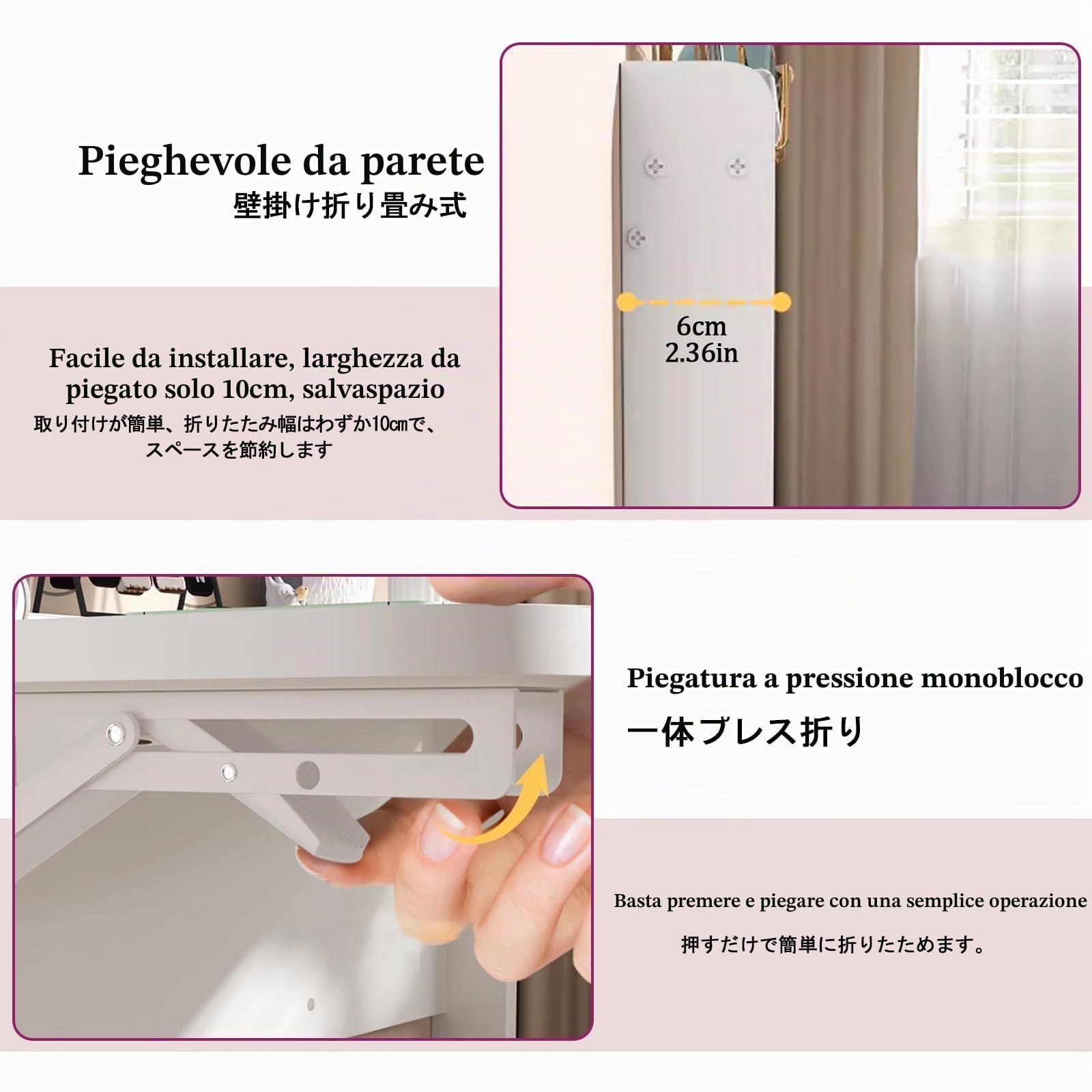 Scrivania Pieghevole a Muro Tavolo Pieghevole a Parete a Foglia di Goccia Scrivania Pieghevole da Parete Scrivania Tavolo Pieghevole Bianco Pieghevole da Parete Piccolo Spazio Pieghevo