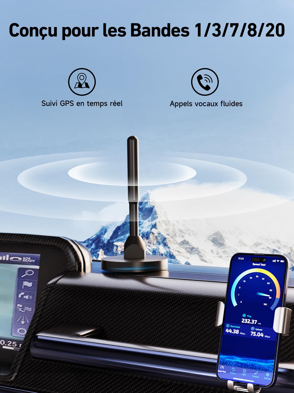 Amplificateur de Signal cellulaire pour camions, Camping-Cars et SUV | pour tous les opérateurs Amplificateur GSM avec antenne magnétique Améliore le signal vocal et les données