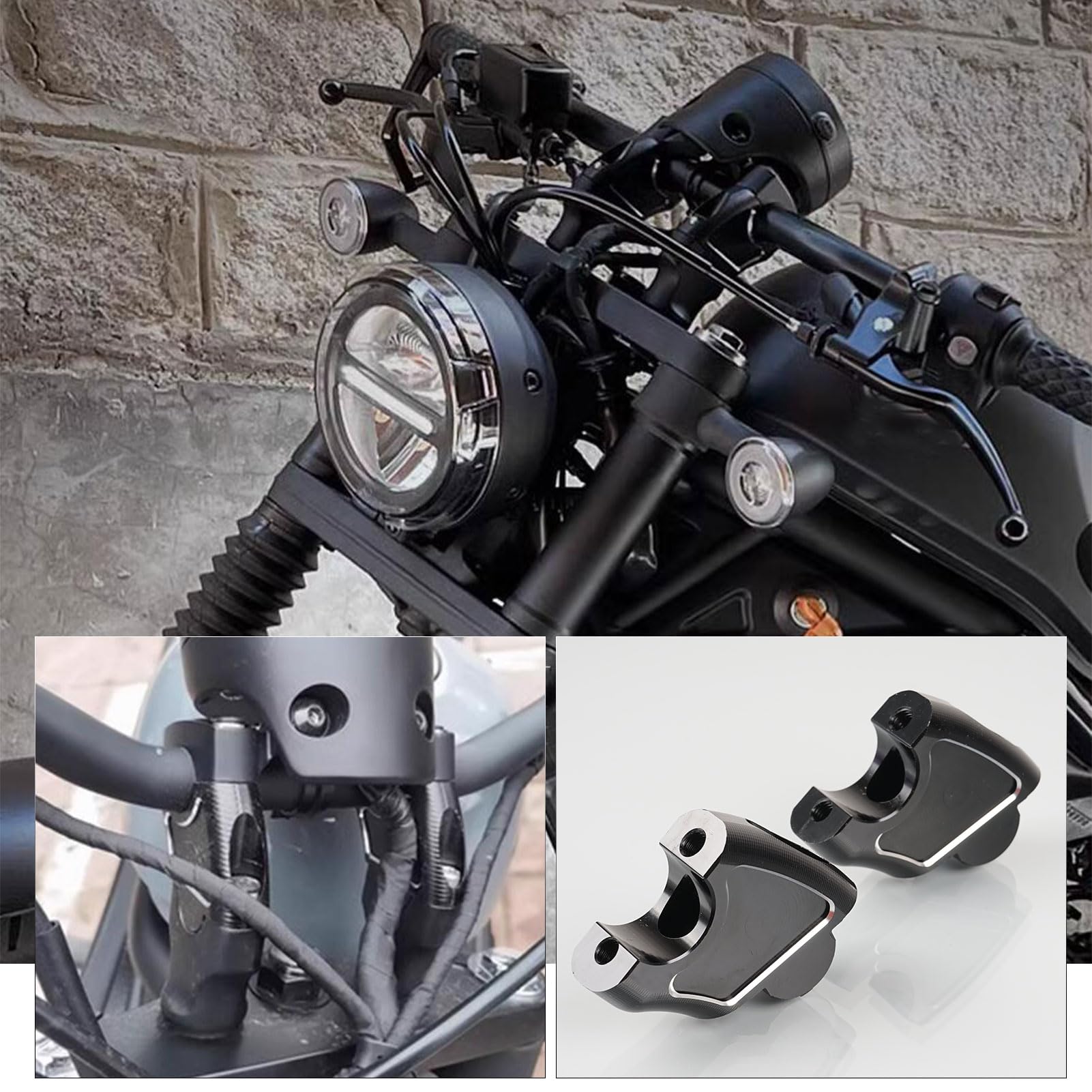 WOOGA Piezas modificadas para motocicleta Elevadores de manillar Kit de abrazadera de montaje de altura de 45 mm 25 mm hacia atrás Compatible con Ho&nda Rebel CMX 1100500/300/250 Accesorios 2017-2024