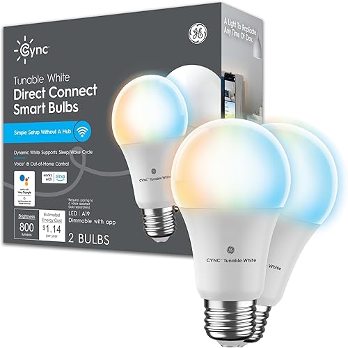 GE Lighting GE CYNC - Bombillas LED inteligentes, color blanco sintonizable, luces Bluetooth y WFi, compatibles con Alexa y Google Home, bombillas