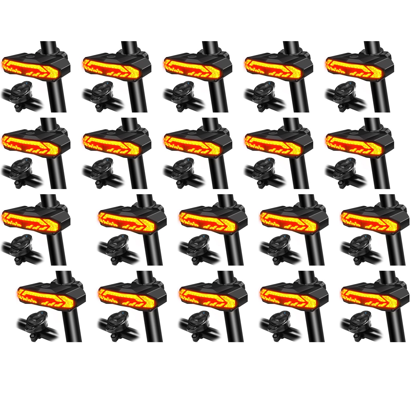 Smart Bike Tail Light with Upgraded Remote Control,Wireless Turn Signals,Rechargeable Bike Lights,IP65 Waterproof,110dB Vibration Anti-Theft Alarm,for Bicycles, Electric Bicycles,20PK