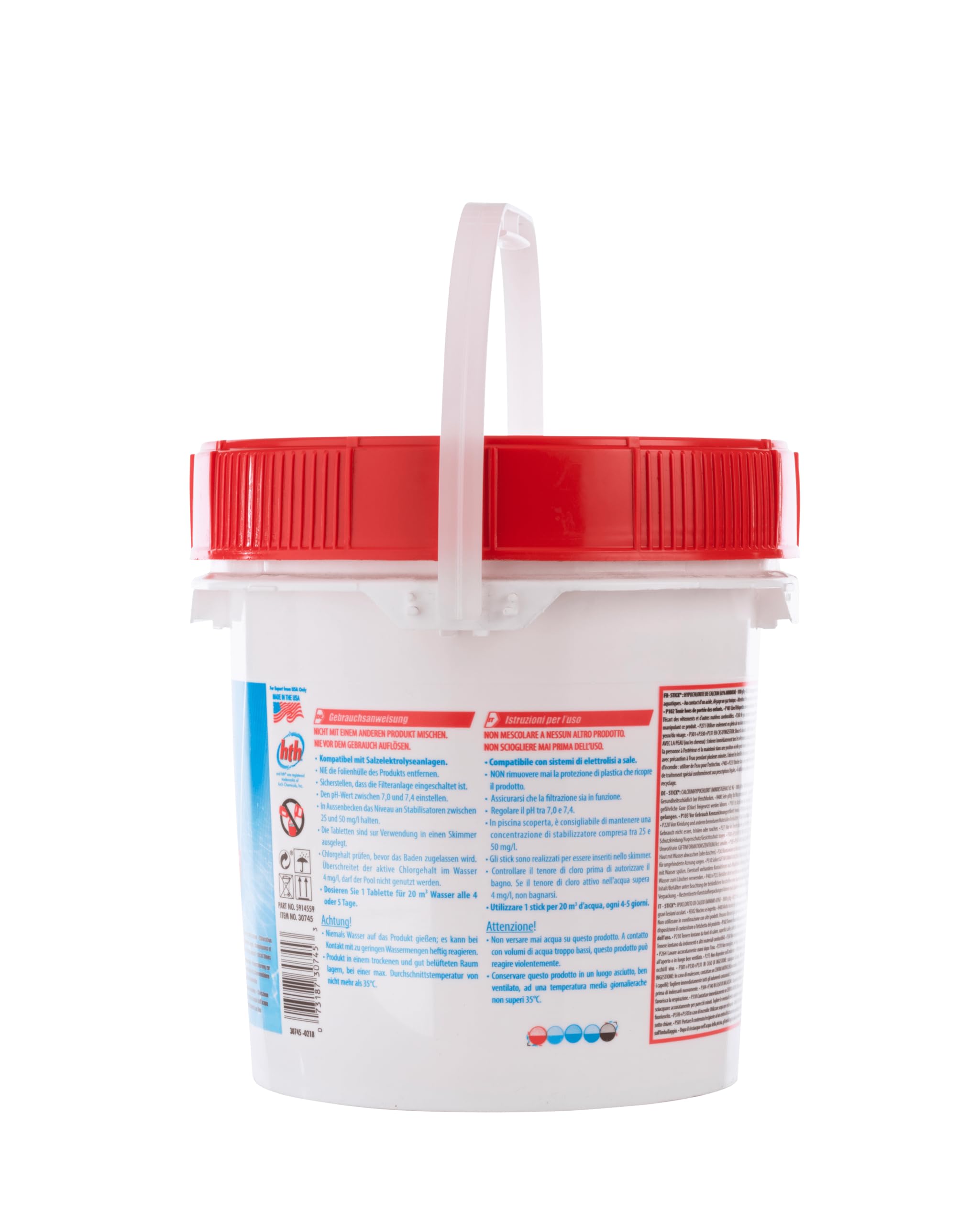 HTH - Stick- Hypopchlorite - Chlore 300 gr - Pot de 4,5 Kg