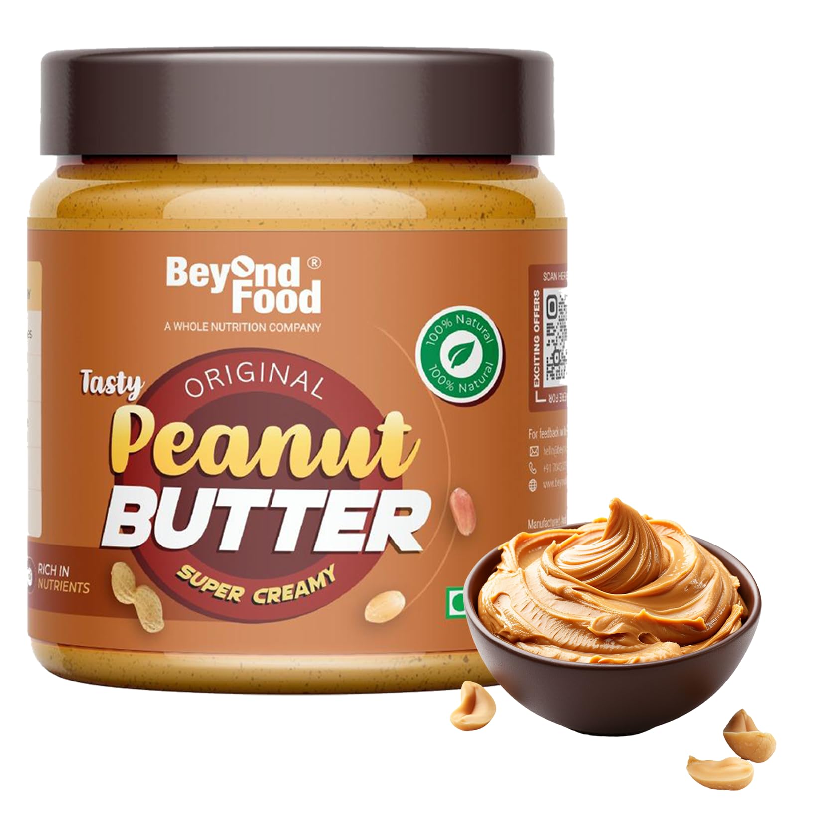 Beyond Food Creamy Peanut Butter - Low Fat, Sugar-Free, High Protein - Creamy & Smooth - Made with Dates - 95% Peanuts - Cholesterol-Free - No Added Oils - Locally Sourced - 1KG (B0D4D1NTRL) Amazon Price History, Amazon Price Tracker