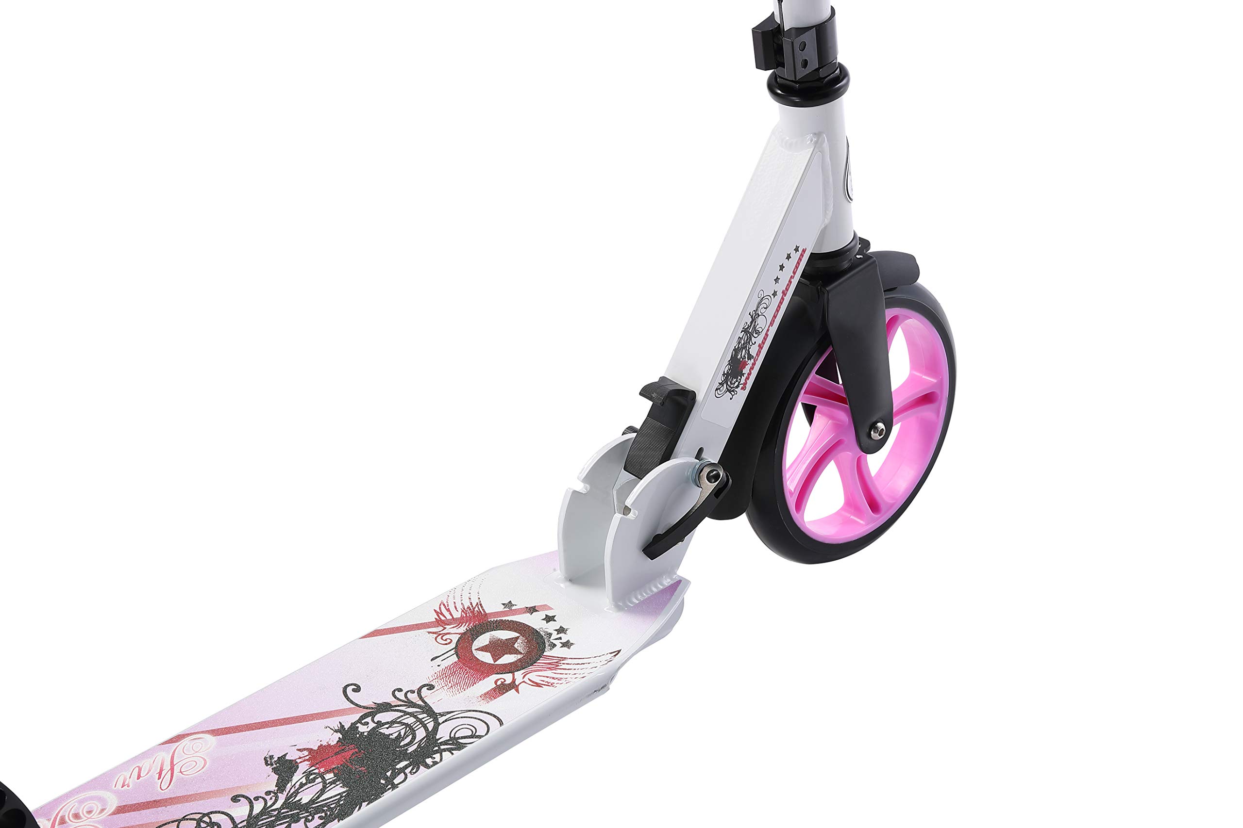 STAR SCOOTER Patinete Patineta Scooter Plegable para niños y niñas a Partir de 6-7 años y Adultos con diseño Premium para Ciudad |205 mm Edición Cruising de Lujo | Blanco & Lila