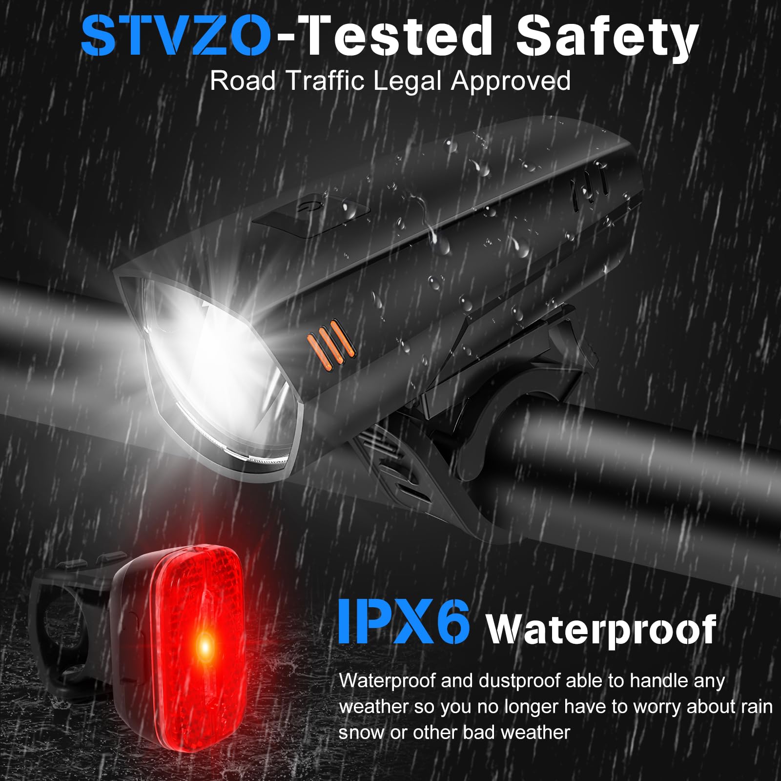 YGVQN Fahrradbeleuchtung Set Vorne und Hinten, USB wiederaufladbare Fahrradlampe Super hell, LED Akku Licht für Nacht, IPX6 wasserdicht, für Trekkingrad, Mountainbike, E-Bike, Kinderfahrrad Sport & Freizeit