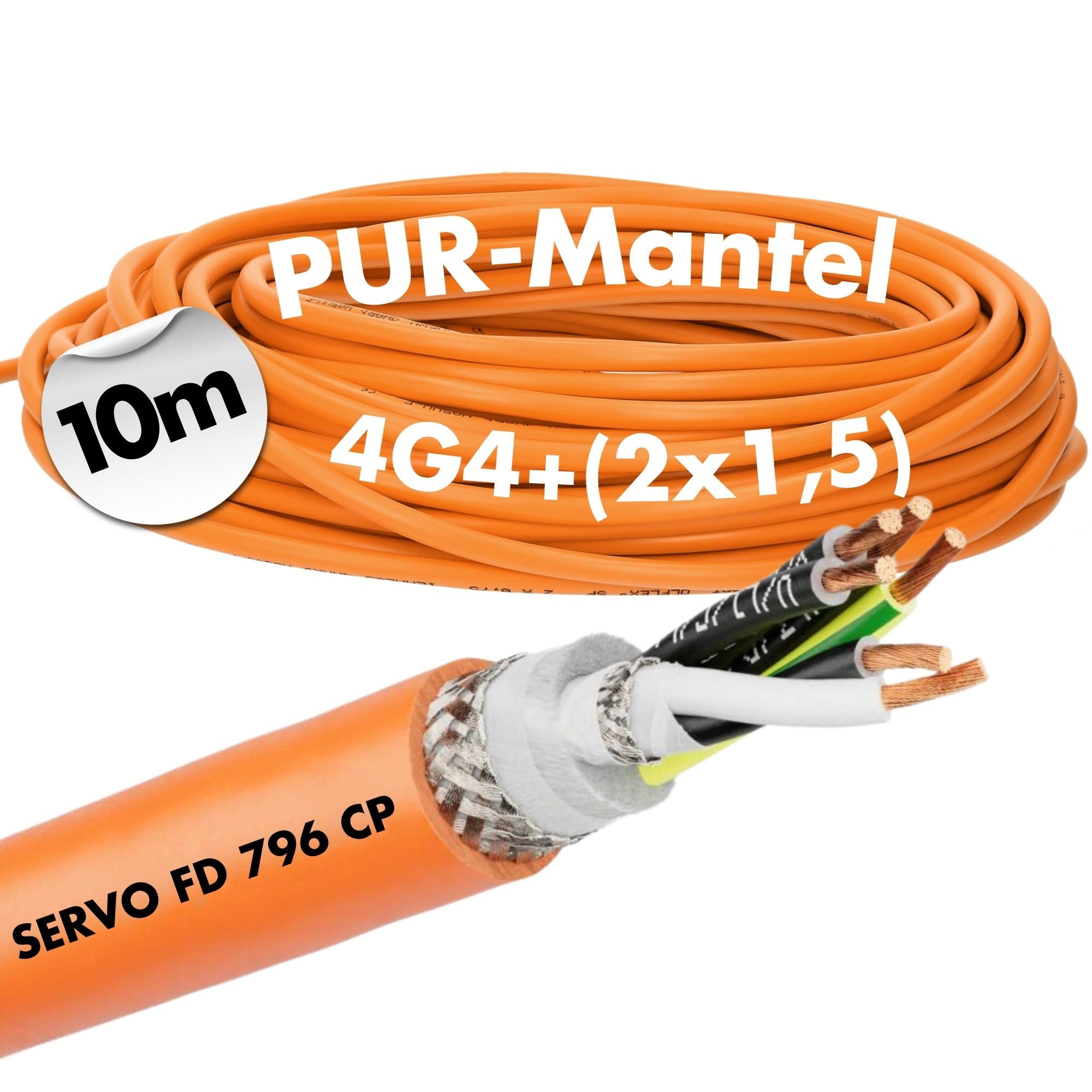 Lapp 0027961 Ölflex Servo FD 796 CP Câble Blindé PUR Flexible 4G4+(2x1,5) | Fil en polyuréthane sans halogène pour chaînes de remorquage, résistant aux huiles, 0,6/1 kV, compatible servomoteurs