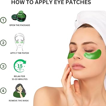 Green Tea Under Eye Gel Patches for Dark Circles and Puffy Eye Bags, 60 Pcs Collagen Under Eye Mask for Removing Wrinkles (60p, Green Tea)