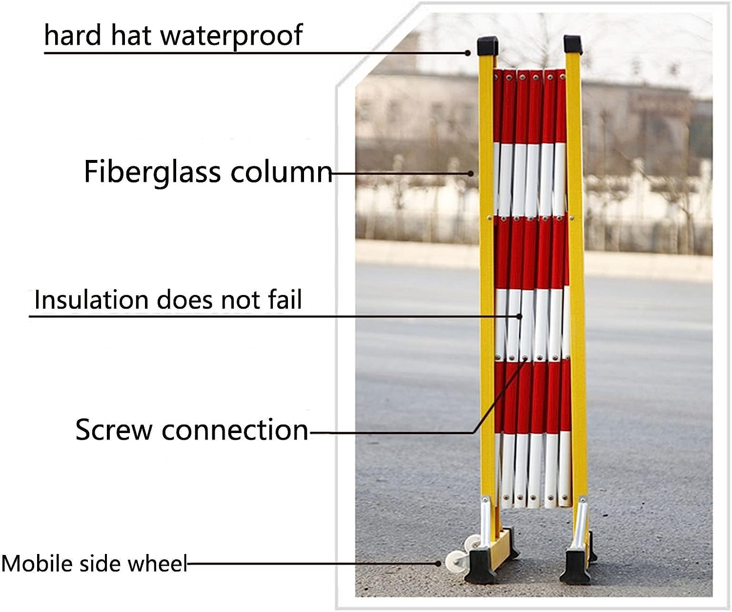 ININOSNP Barriere Portatili di Sicurezza Stradale con Ruote Recinto Tubolare Retrattile Isolato Mobile Controllo Flessibile della Folla(Red,1.2x4m)