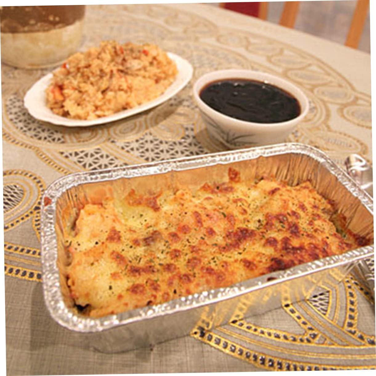 Ciieeo 10pcs BBQ Aluminum Foil Trays Drip Pan Liner Grill Grease Tray Replacement