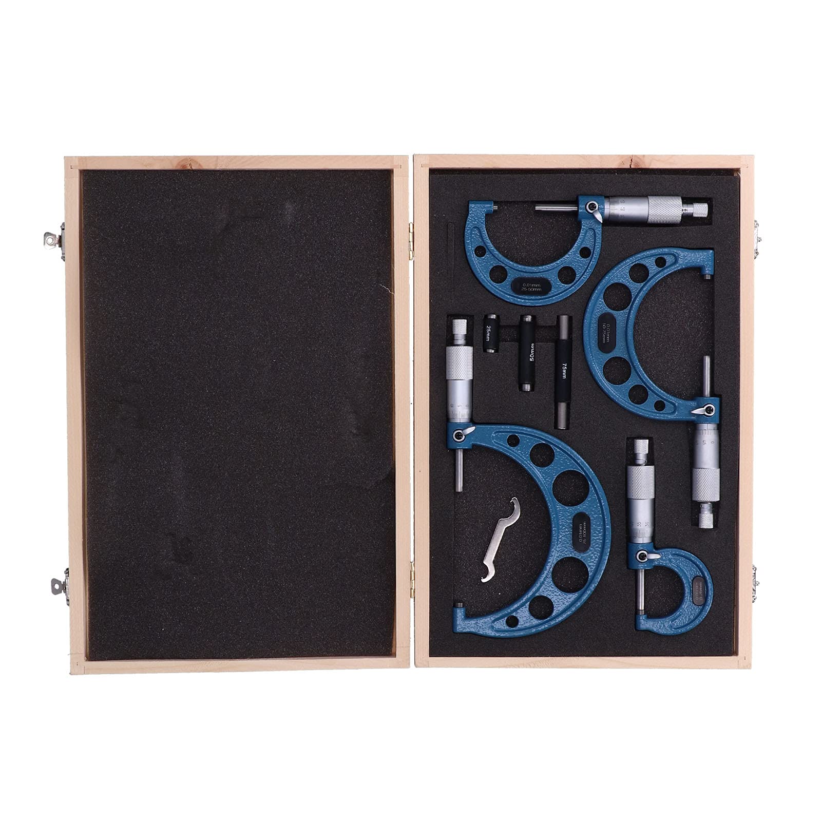 Generic Micrometro Esterno Ad Alta Precisione Set Strumento di Misurazione di Precisione da 0,01 Mm per Lavorazione dei Metalli 4 Pezzi 25/50/75/100 Mm