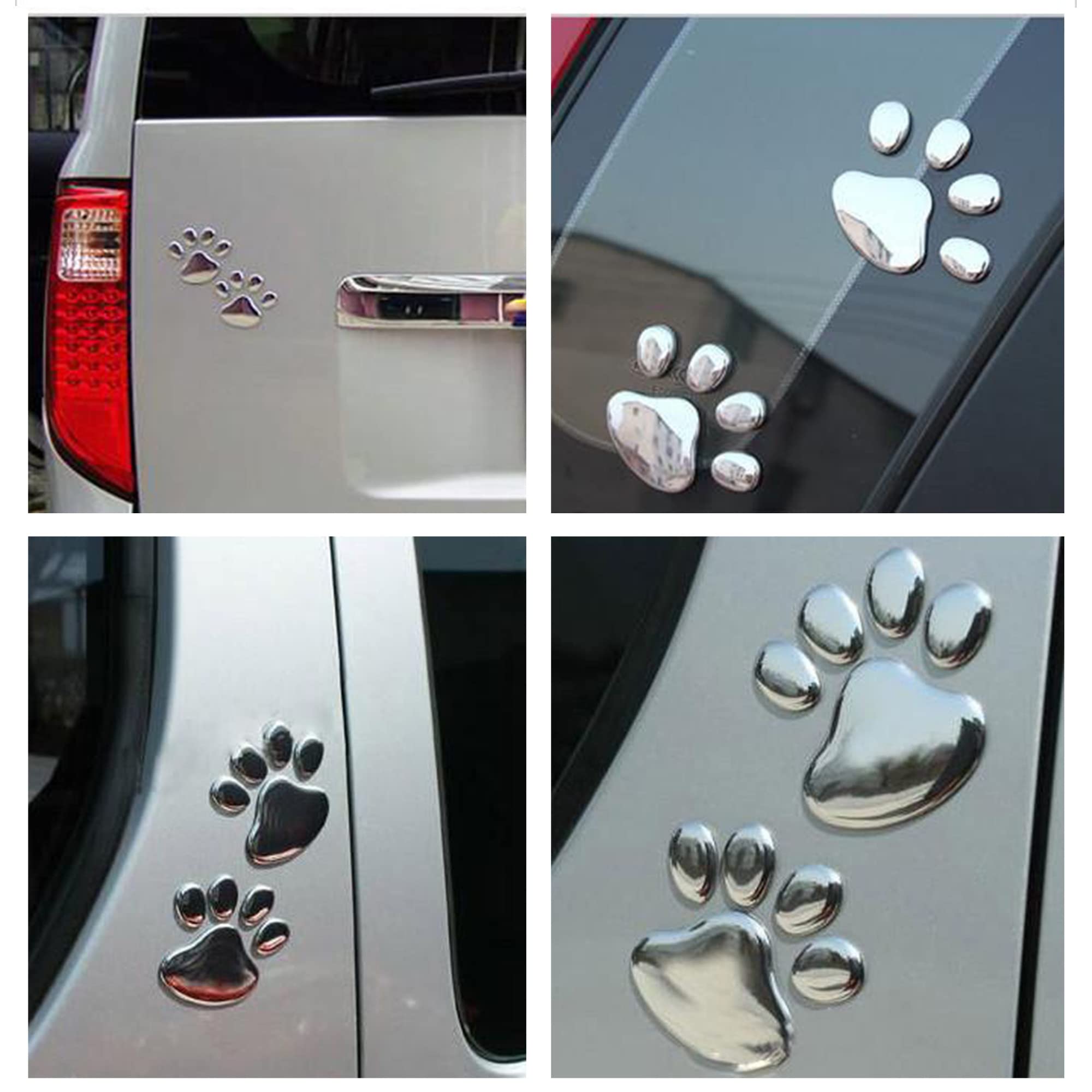 MINGZE Adesivi 3D Zampe Di Cane Cromate Per Auto - 4 Pezzi Decorazione Interni/Esterni Per Cruscotto E Carrozzeria - Foto 10