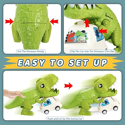 Miniatura 2 de Wdebay Juguetes de dinosaurio para niños, juguetes de dinosaurios y autos para niños de 2 a 4 a 6 años, dinosaurio para niños de 8 a 12 años con