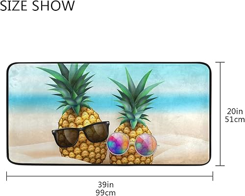 Miniatura 8 de Tapete de cocina de 39 x 20 pulgadas, con frutas tropicales, piña, suave, tapete de baño, antideslizante, para decoración del hogar