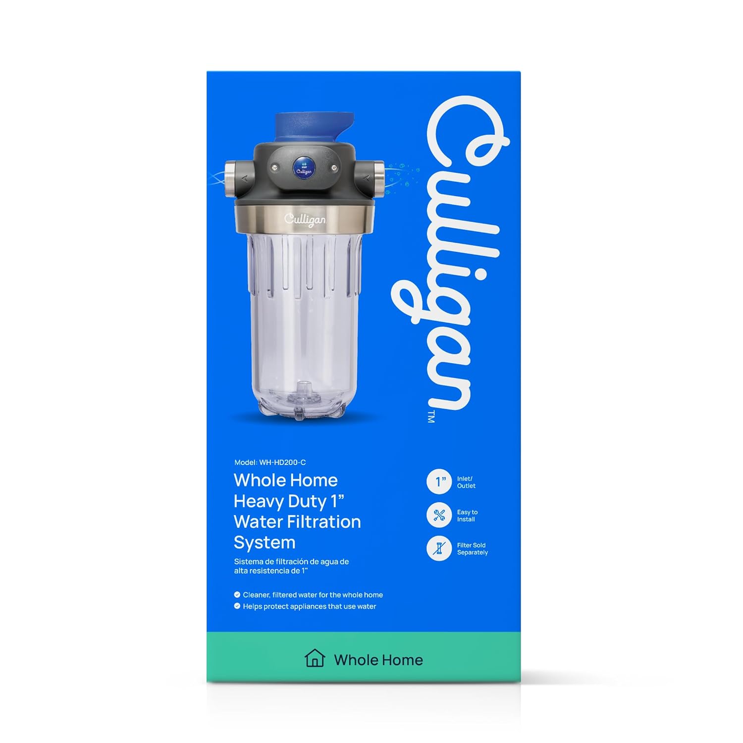 Culligan WH-HD200-C Whole House Water Filter System 1” Inlet/Outlet – Improve Tap Water Taste, Remove Sediment, Protect Appliances