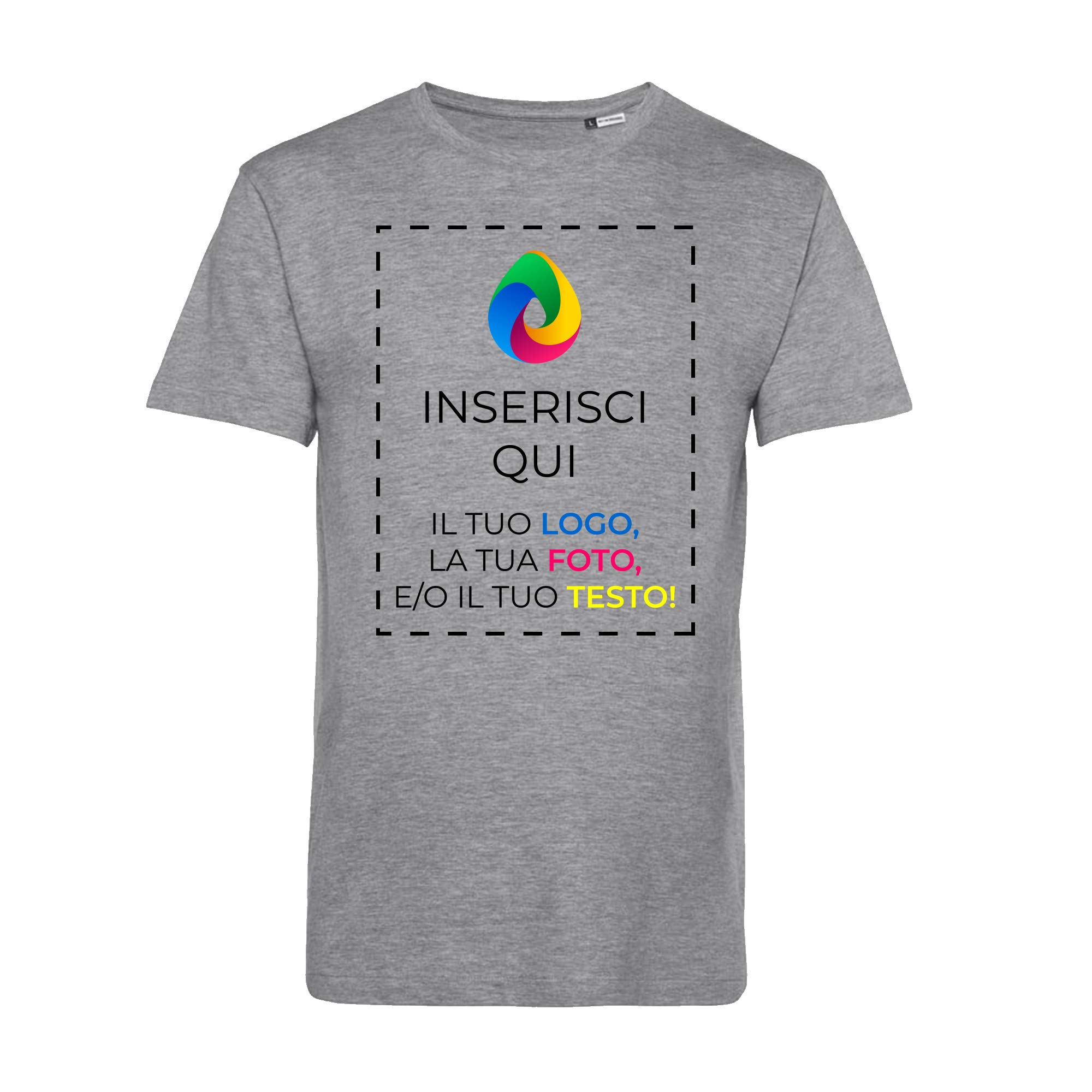 Teetaly Maglietta T-Shirt Personalizzata Stampa Fronte Retro Uomo in Cotone Organico
