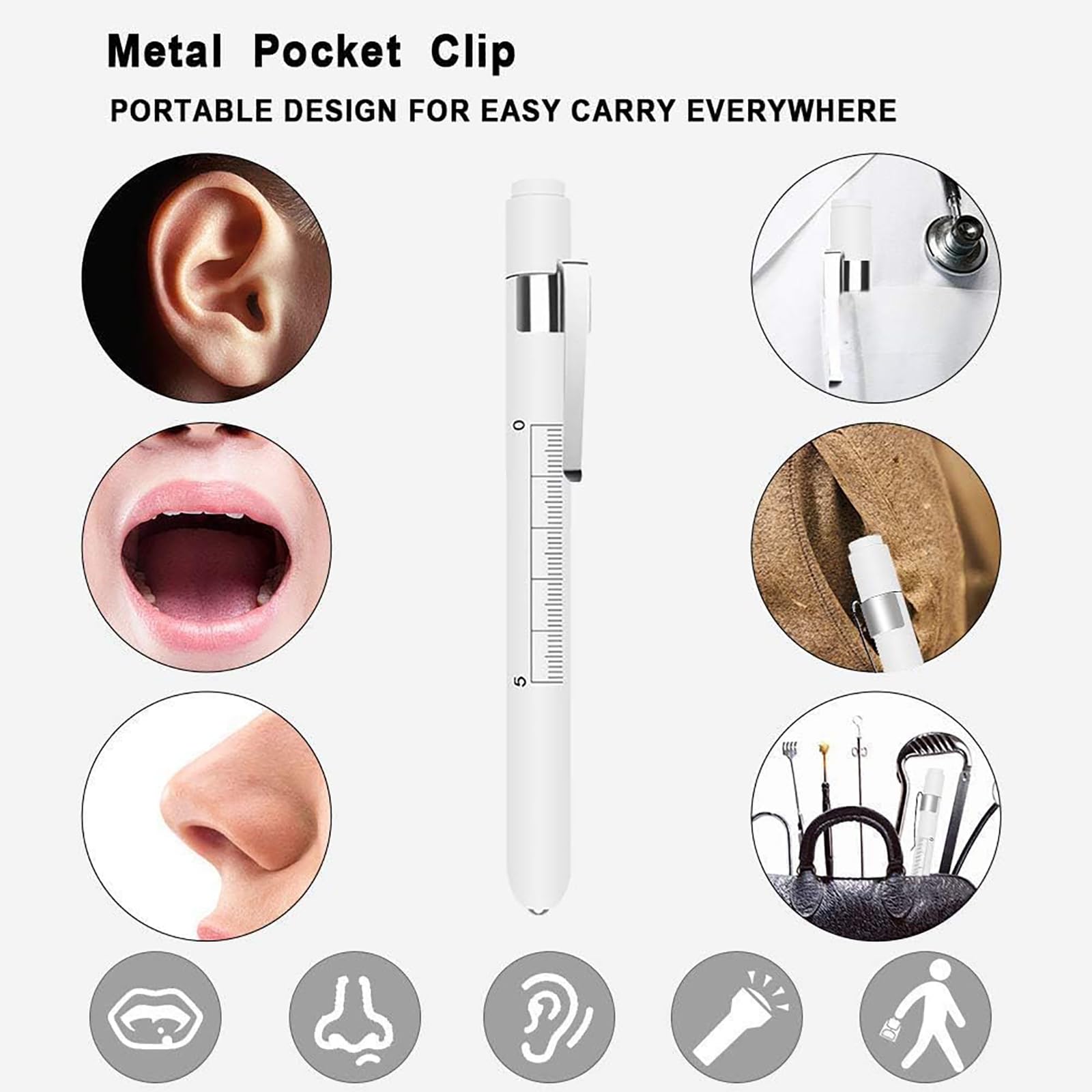 Penlight per infermieri e medici, confezione da 2 penne con indicatore della pupilla e righello, con 4 batterie AAA per studenti infermieristici essenziali