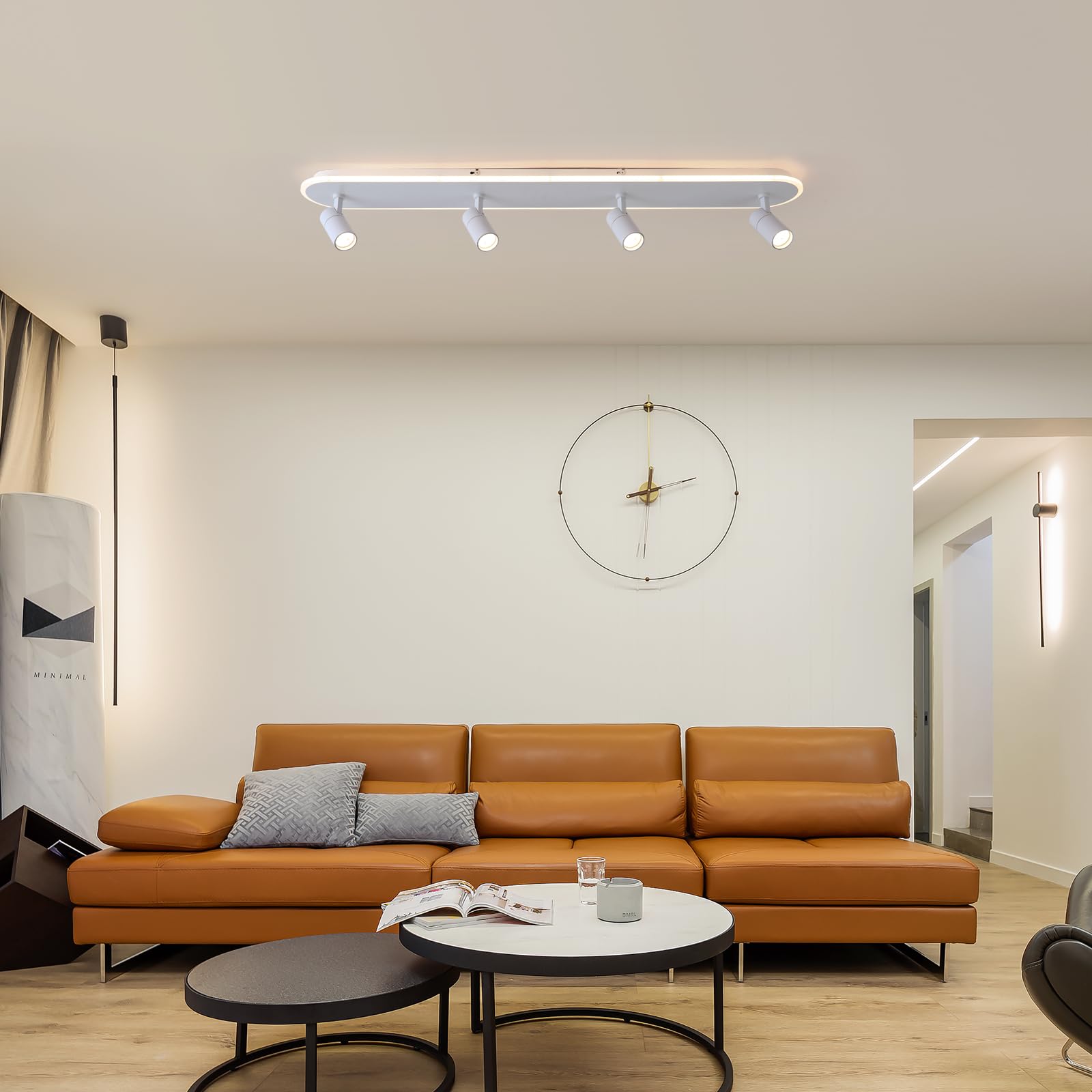 GEADI Plafon LED Techo 110 cm, Lámpara de Techo 4 Focos, 58 W Plafones de Techo Modernos Regulable para Salón, Dormitorio, Cocina, Comedor, Pasillo