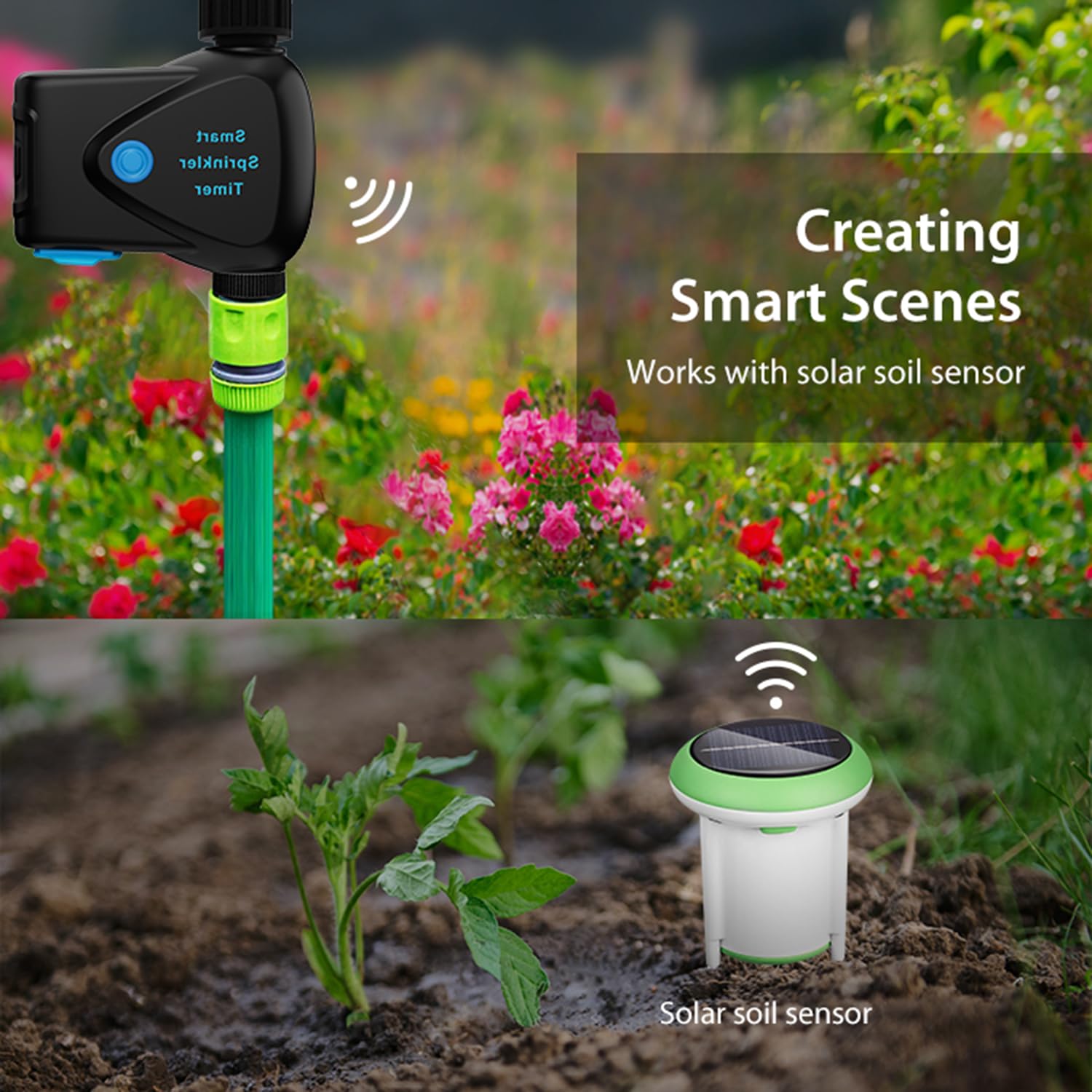 Temporizador de aspersor WiFi: temporizador de agua inteligente para manguera de jardín, controlador de riego automático, control remoto de aplicación, riego inteligente basado en la intemperie