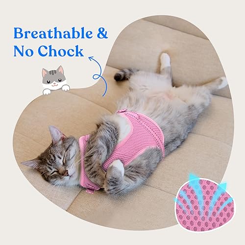 Miniatura 4 de Supet Arnés para gatos y correa para caminar a prueba de escape, arnés ajustable para gatos, arnés para gatos pequeños de fácil control para gatos