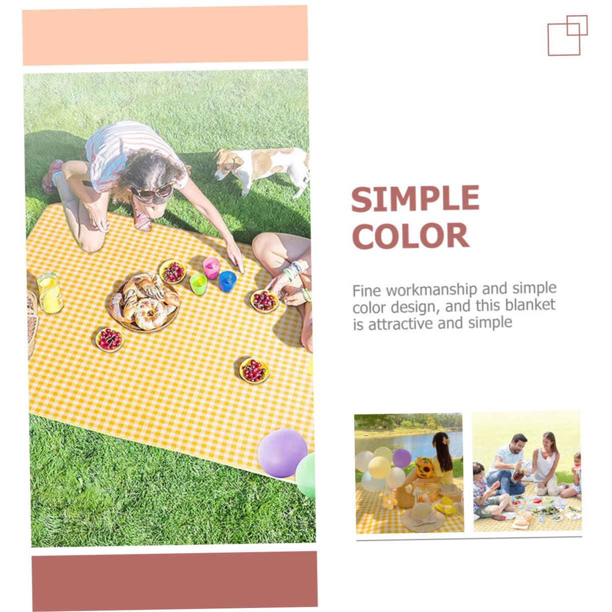 POPETPOP Tapis de Plage Léger et Épais en Fibre de Polyacrylique Imperméable Jaune pour Randonnée et Camping en Plein Air