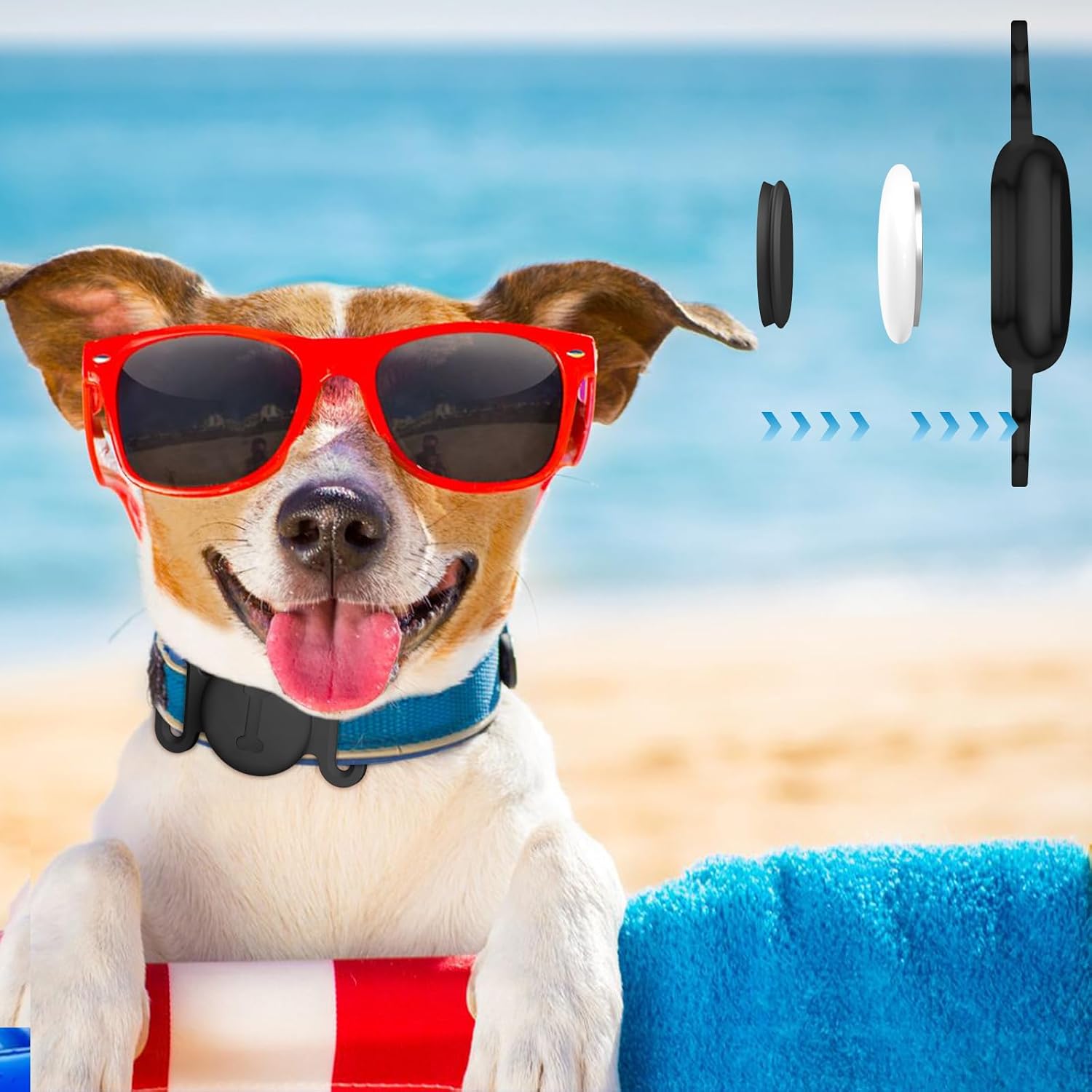 Vanjua Case for Airtag Dog Collar Holder, 3 Pack Soft Silicone Anti-Lost Waterproof Protective Case Cover Compatible with Apple Airtag 2nd & 1st Gen, for Pet Dog Collars Holder (Black+SmokPurpl+Stone)