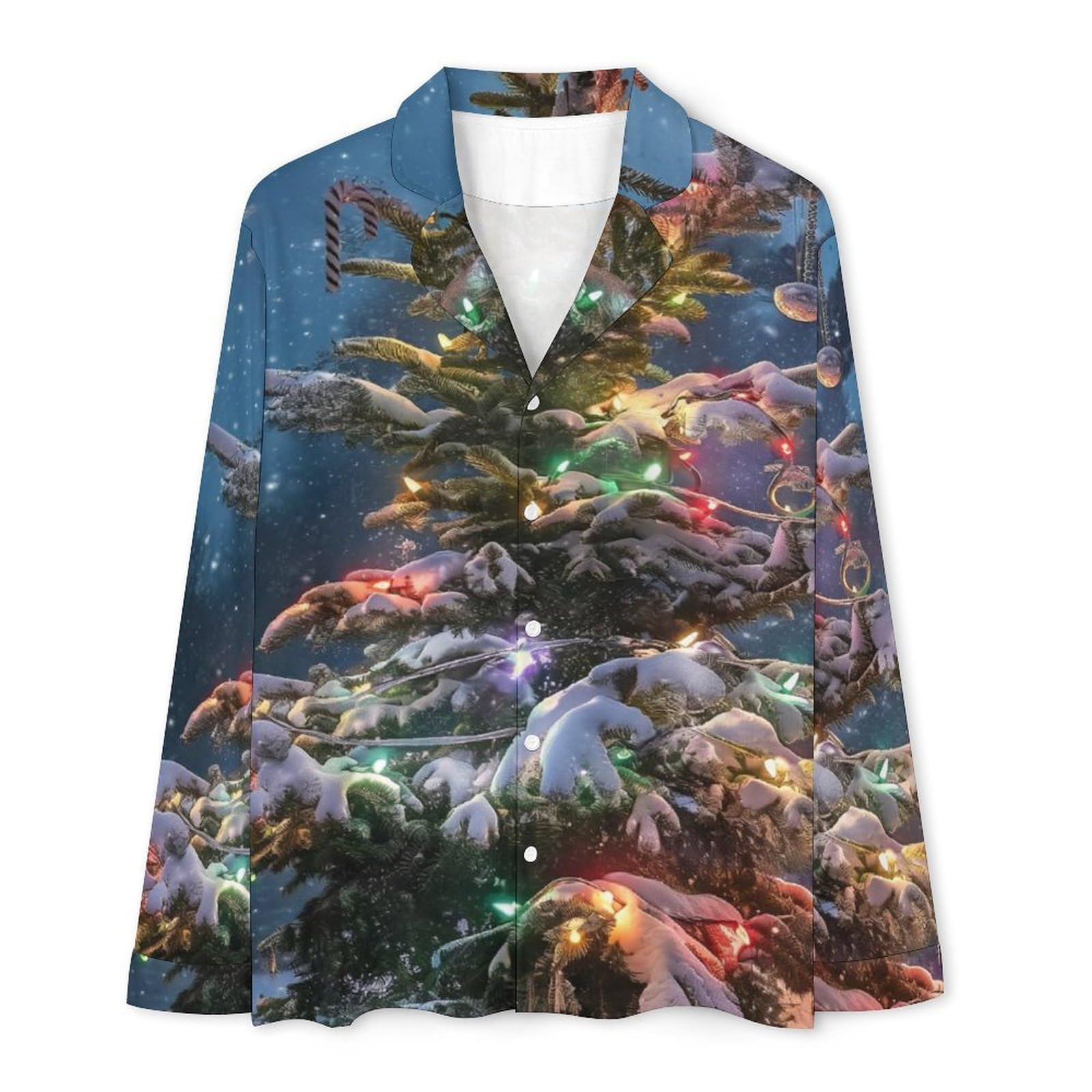 OLEETS Completo Pigiama da Uomo 2 Pezzi - Paesaggio Dell'Albero di Natale Top E Pantaloni in 2 Pezzi Pigiama Casual E Ampio A Maniche Lunghe Morbido Autunnale E Invernale.