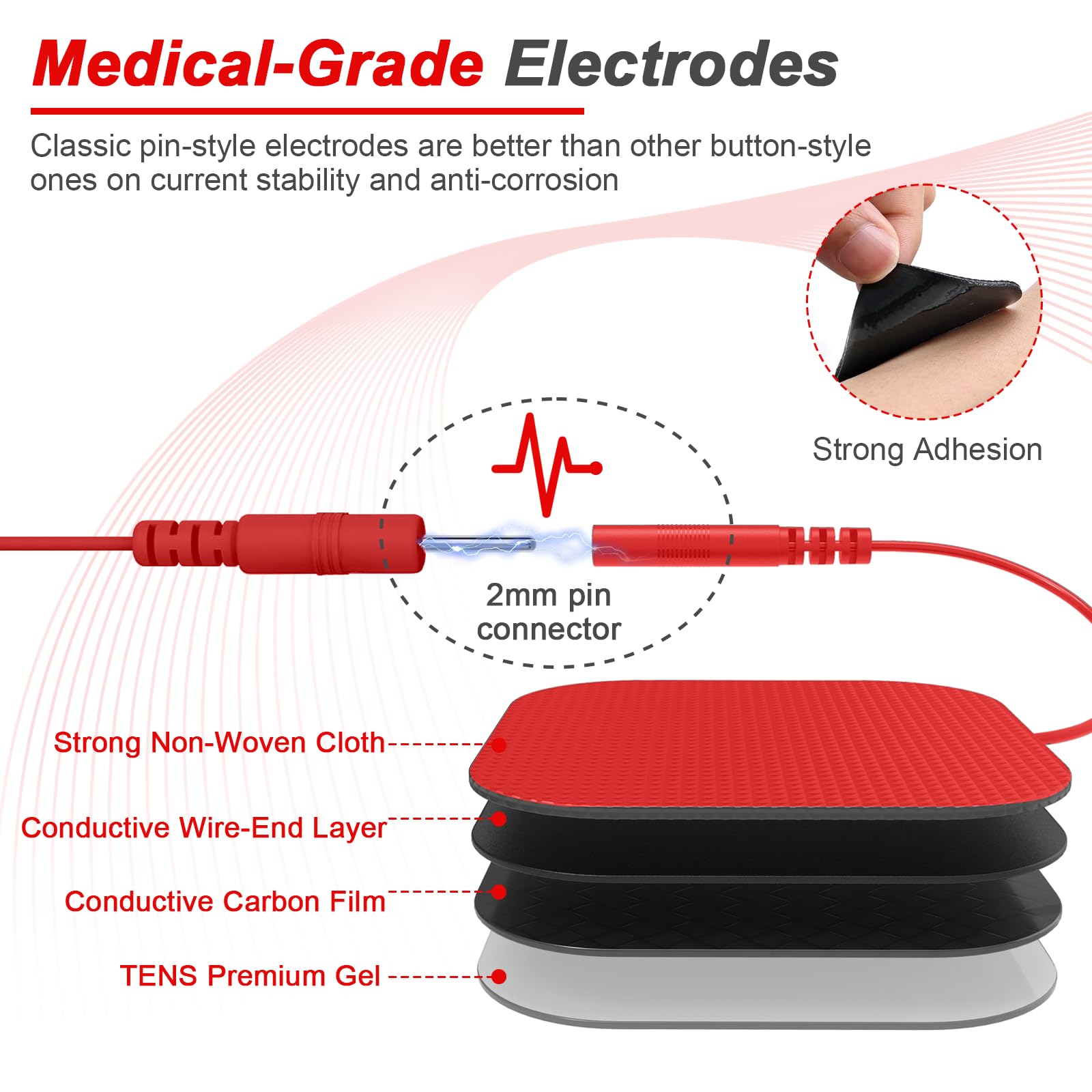 TENS EMS Unit Muscle Stimulator for Pain Relief Therapy - 4 in 1 TENS EMS Relax Custom Frequency+Pulse - Muscle Massager 36 Modes 20 Intensity, Memory & Favorites Function, 3.8" Color Display - Red — Amazon image 9