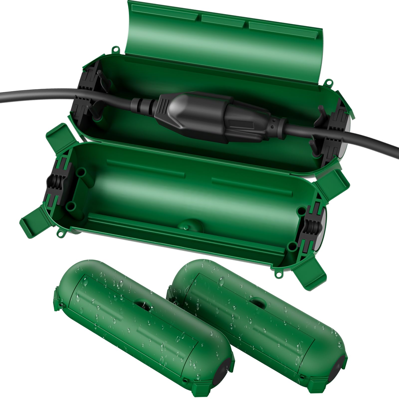 Flemoon [3 Pack] Outdoor Extension Cord Safety Cover, IP44 Waterproof Connection Protector, Weatherproof Electrical Box, Green