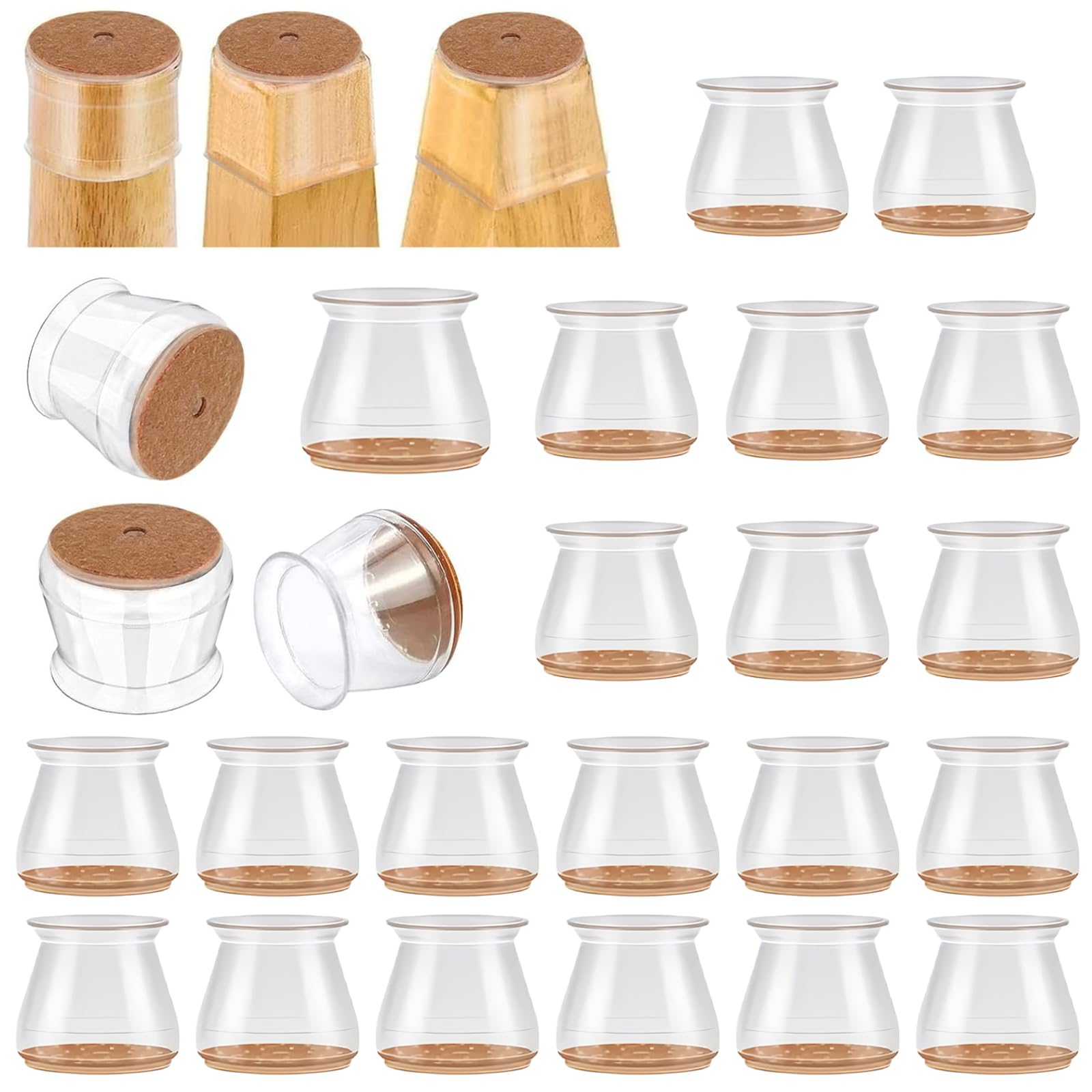 Flintronic 24 Pcs Chair Leg Floor Protectors, Floor Protectors For Protecting Hardwood, Tile, Laminate Floors from Scratches and Noise, Round Small (Fit: 20-33 mm) — image 1