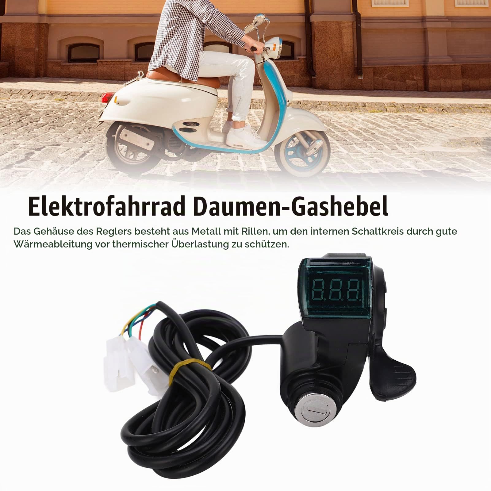 Socobeta 24V 1000W Elektromotor Speed ​​Controller Set, Motor Brush Controller Thumb Throttle Set Elektrofahrrad Fahrrad Scooter Zubehör