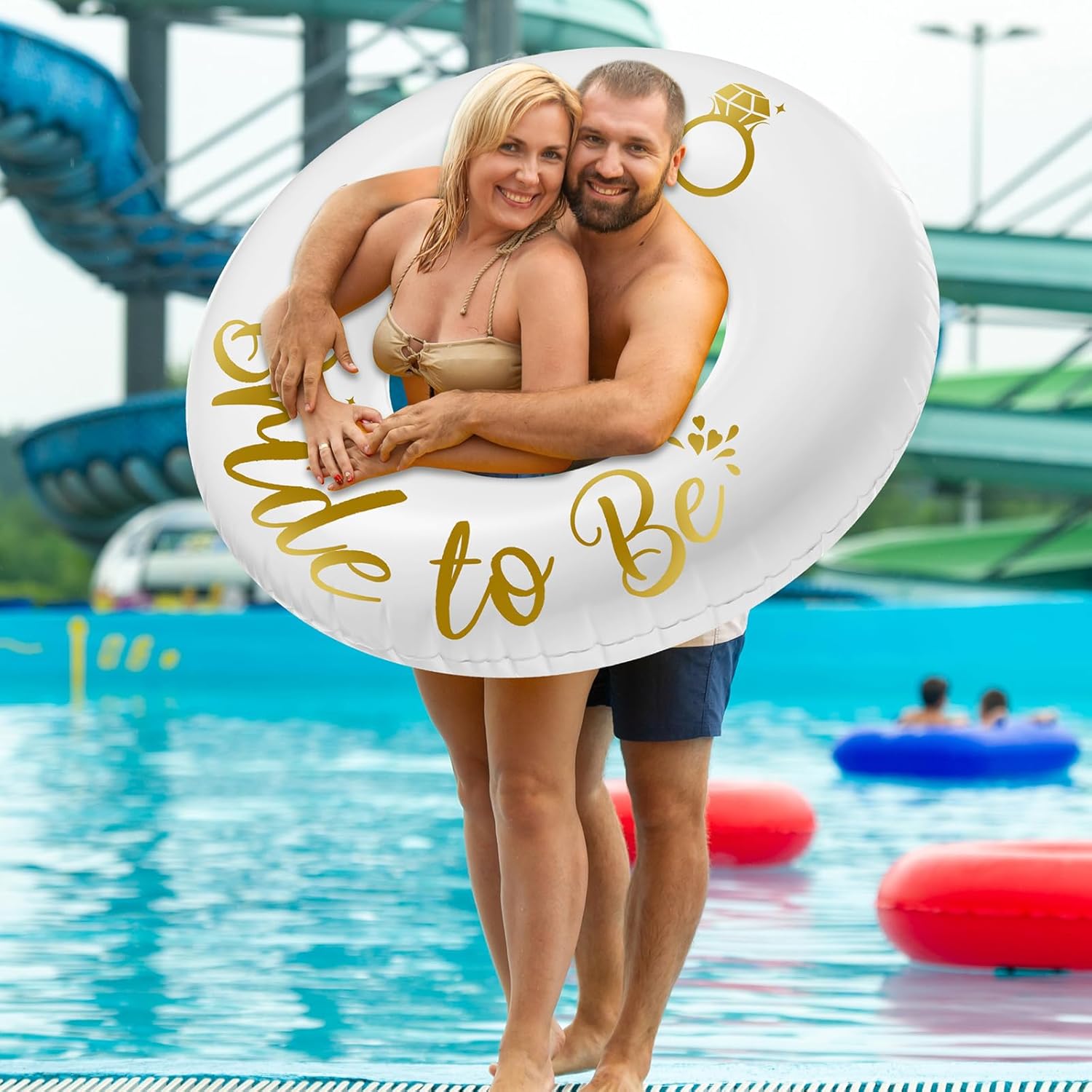 Silipull 2 Pcs Bride and Groom Pool Floats, 48 Inch Bachelorette Inflatable Rings Tubes for Bachelorette Party, Hen Party, Bridal Shower Decor, Engagement Favors and Wedding Gift