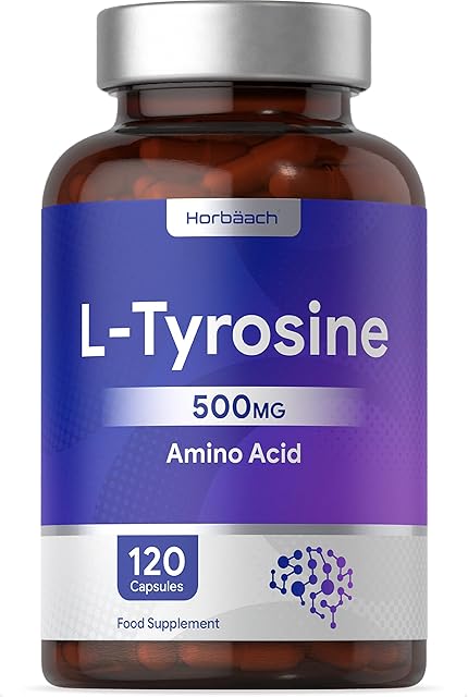 L-Tyrosine 500mg Supplement | 120 Capsules | High Strength Free Form Amino Acid | No Artificial Preservatives | by Horbaach