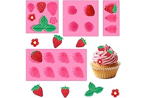 Multipurpose 3D Strawberry and Flower Silicone Mold Set