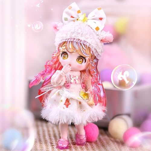Miniatura 2 de ICY Fortune Days Muñeca de articulación esférica de 5.1 in, estilo anime, OB11, juego de decoración de regalo humanoide (Aries)