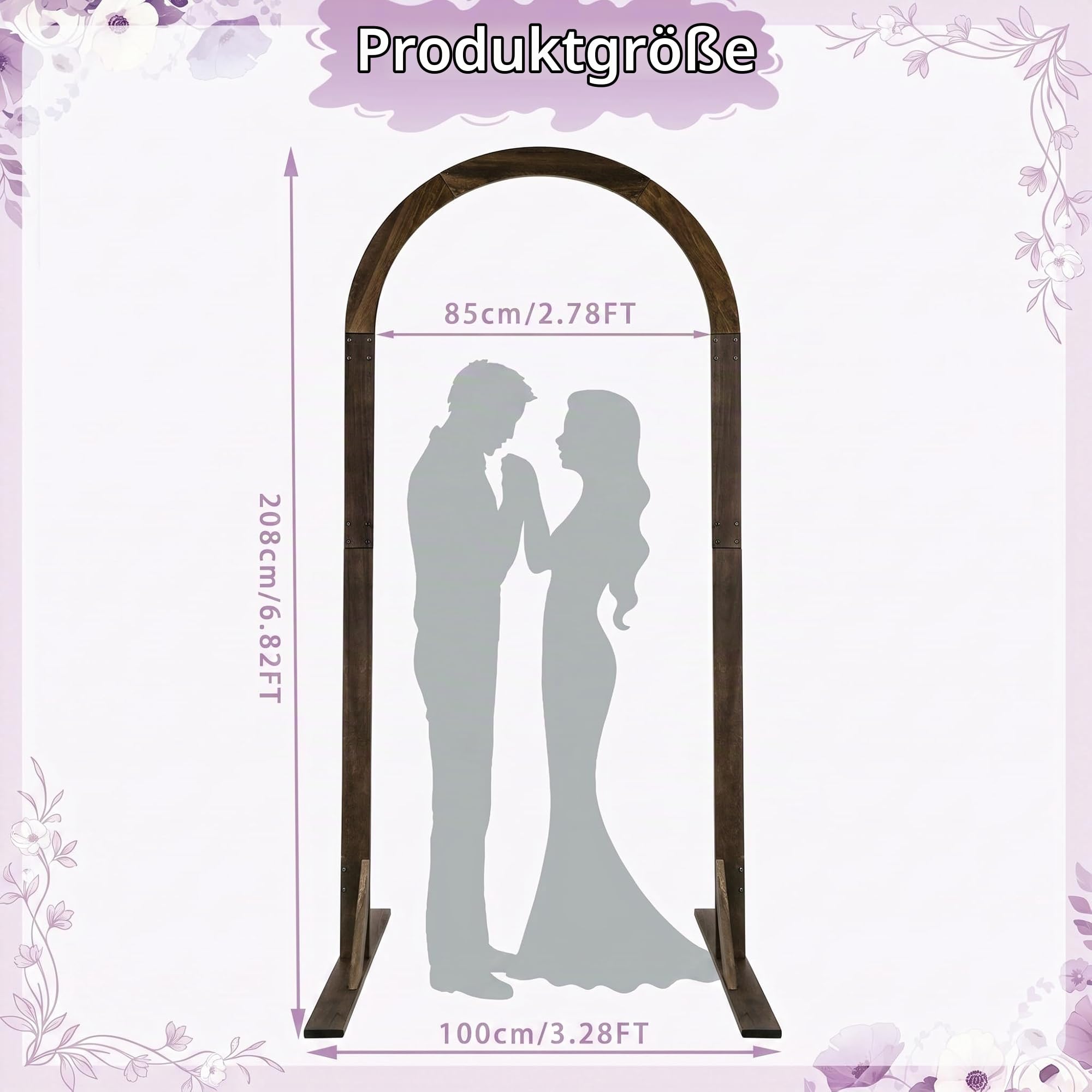 PlusFive 2,1 m Holz Hochzeitsbogen – Große Ballonbogen Hintergrund Ständer, Wooden Wedding Arch Traubogen Hochzeits Bogen Gestell für Hochzeiten Heiratsanträge Valentinstag Garten Dekoration