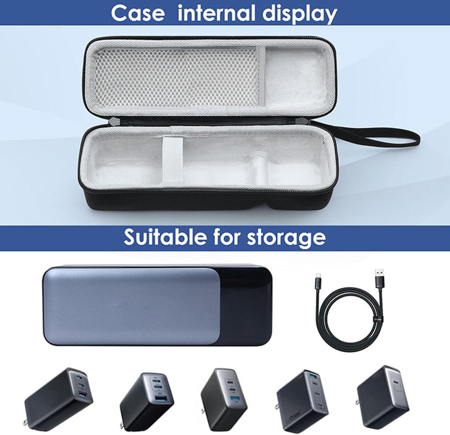 Carrying Travel Case Compatible for Anker Prime Power Bank 27650mAh 250W, Portable EVA Storage Case Bag for 737 Power Bank (PowerCore 24K)