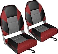 Leader Accessories Elite High-Back Folding Fishing Boat Seats - Pair of 2 Durable Marine-Grade Seats
