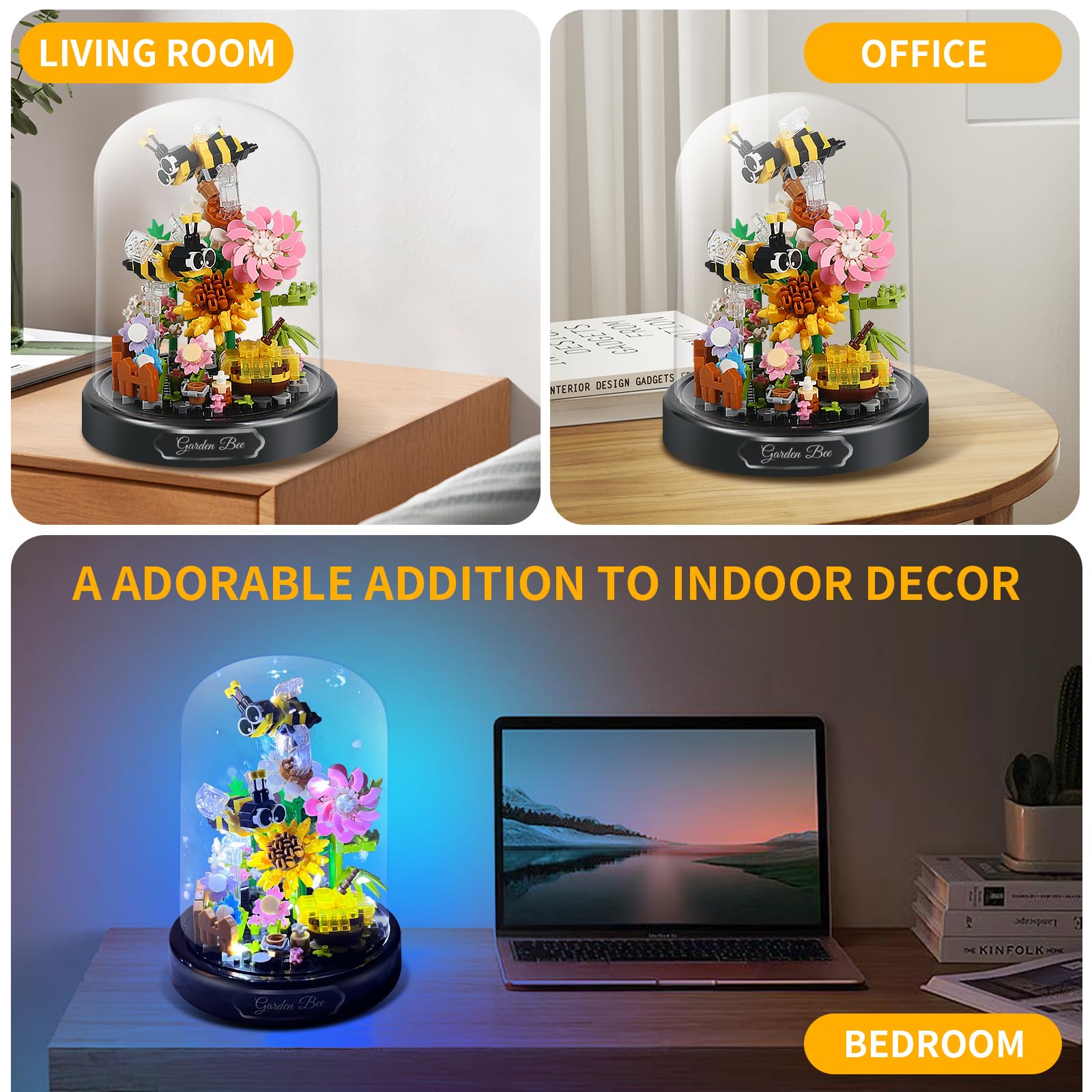Amazon.com: ZQJKLE Flower Bee Bouquet Building Blocks with LED