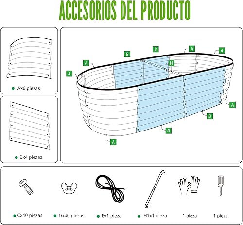 Miniatura 6 de SnugNiture Jardinera elevada galvanizada para exteriores, 2 piezas de 4 x 2 x 1 pies, maceta ovalada de metal para plantar plantas, verduras