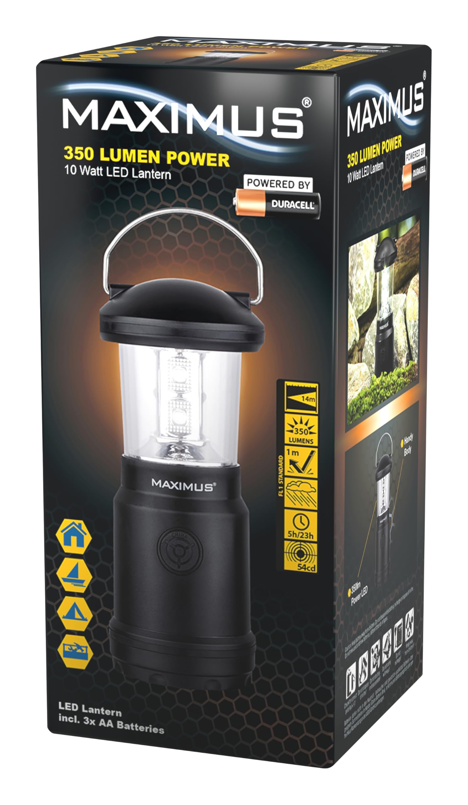 MAXIMUS LED Lantern 10W 350lm - Ultra-Bright 350 Lumens, 14m Long-Range Beam, Durable ABS, Waterproof IPX4 - Perfect for Camping, Emergencies & Work