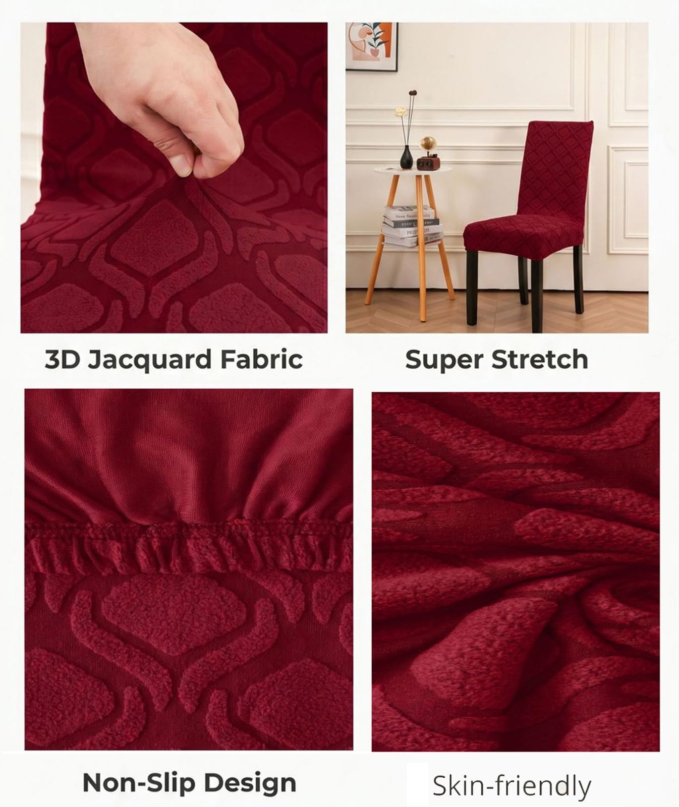 Esszimmer Stuhlhussen 2/4/6er-Set,Dehnbar Stuhlhussen für Esszimmerstühle | Universell Vier Jahreszeiten,Waschbar,für Zuhause Restaurant Wohnzimmer Bankett,Einfache Montage(Sapphire Blue,6Pcs)