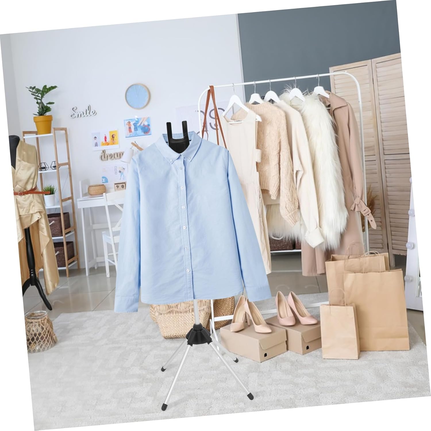 Collapsible Steamer Rack Ironing Board Foldable Rack Steam Board for Clothes Standing Clothes Steamer Stand Telescopic Folding Ironing Stand