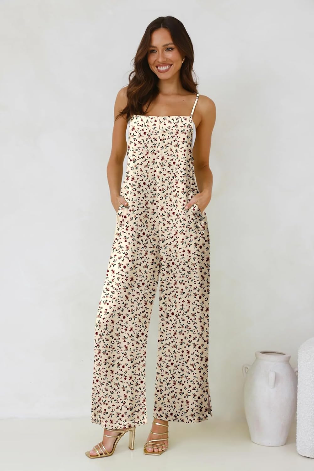 Jumpsuits for Women 2026 Summer Rompers Boho Floral Overalls Casual Wide Leg Long Pant One Piece Vacation Outfits - Image 5