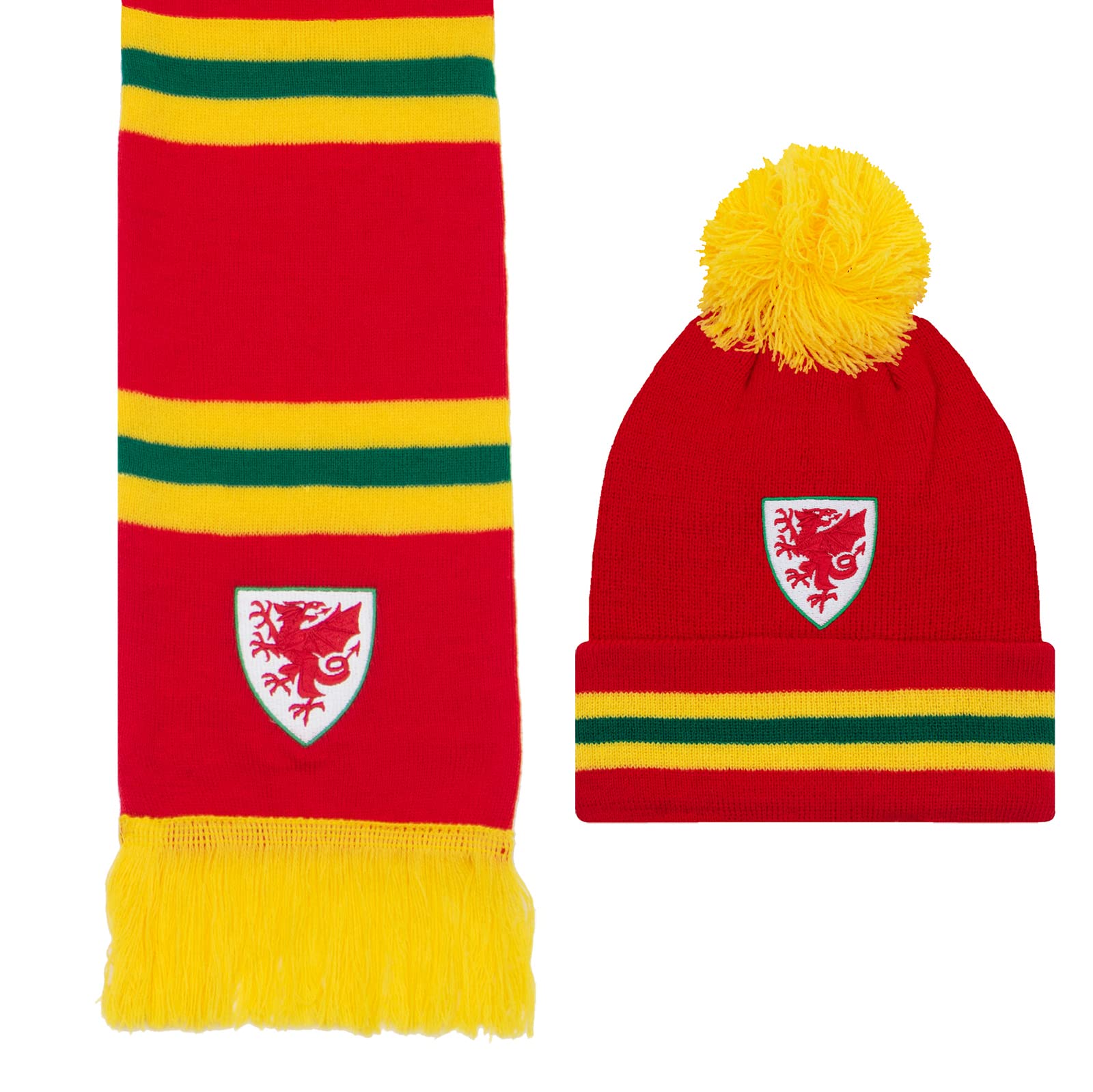 Wales FA Hat & Scarf Set Official Retro Football Gift