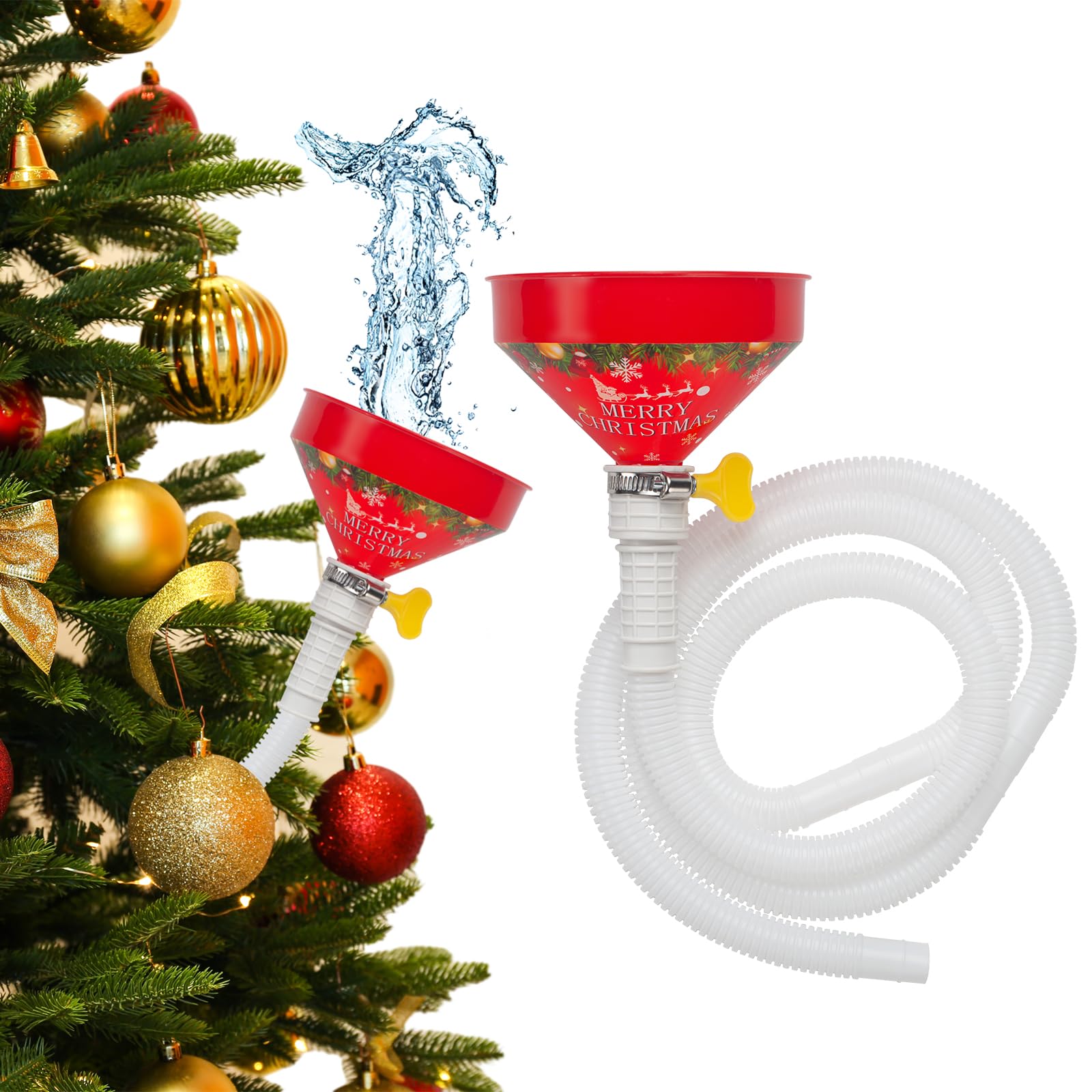 SUNEZLGOChristmas Tree Watering Funnel with Hose, 59 in Long Christmas Tree Watering System Tree Waterer, Real Christmas Tree Water Funnel, Xmas Spout Watering Tool Device for Indoor Outdoor Plant