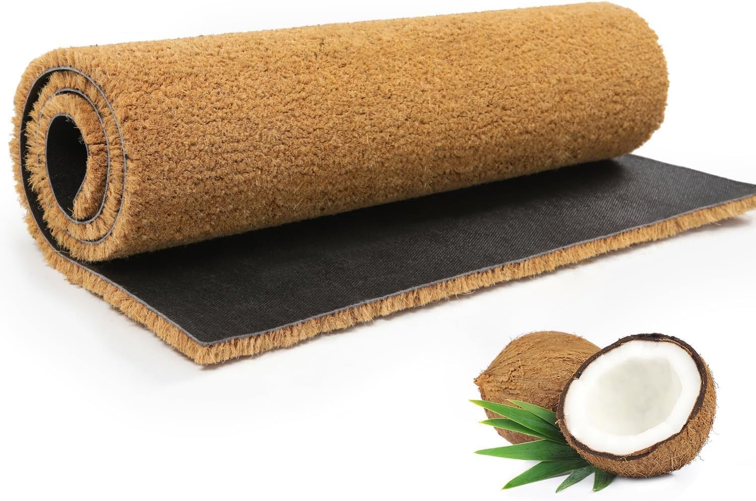BLADO Coir Matting Natural Coir Entrance Door Mat Indoor Outdoor - Non-Slip Heavy Duty Door mat with thick Bristle & Rubber Back (Brown, 100 x 175 cm)