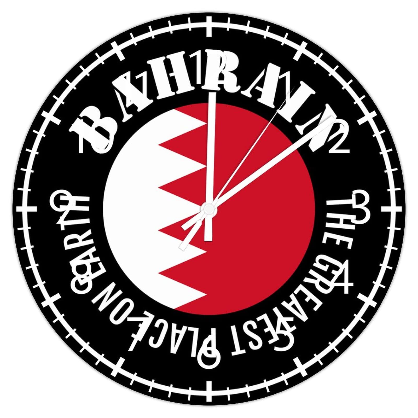 Horloge murale sans tic-tac en PVC avec design drapeau Bahreïn pour chambre
